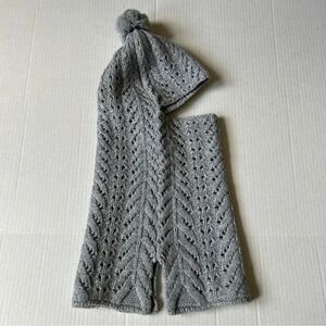 Luxton S-M 91%Wool 9%Cashmere Knit Balaclava Hood Scarf Hat Gray/Great Gift